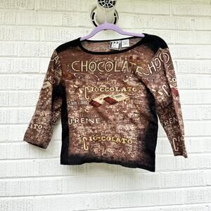 Vintage Y2K Take Two Clothing Chocolate Sequin Graphic Shirt
